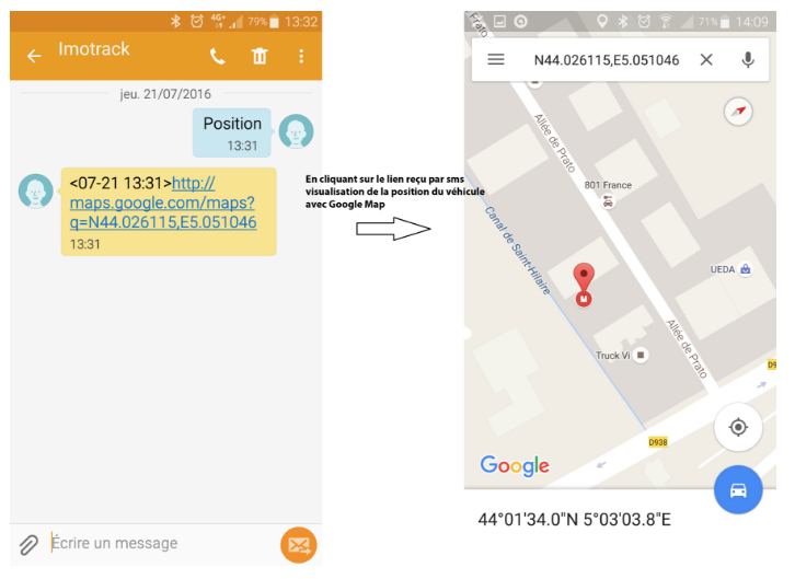 envoi SMS position traceur GPS moto